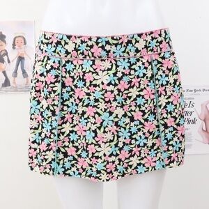 Sag Harbor Black Floral Mini Skirt